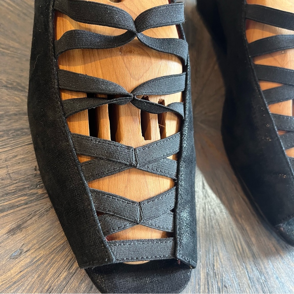 🖤 Italian Pas de Rouge Black Sparkle Wedge Sandals‎ – Size 41 (US 9.5–10) - Picture 4 of 12
